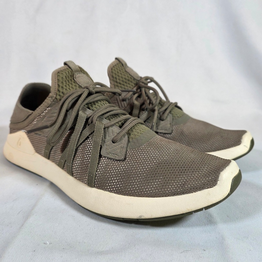 Olukai‎ Holo Mens 10.5 Dust Olive Dark Wood Convertible Mesh Sneakers 10513-HG18